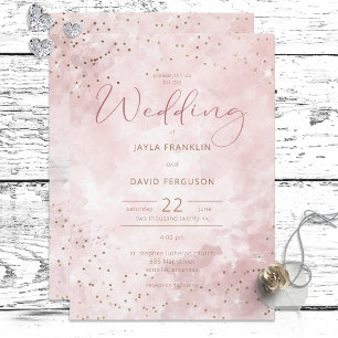 Purpurina de oro falso e invitación a la boda mode