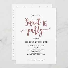 purpurina de oro falso rosa dulce 16 invitación