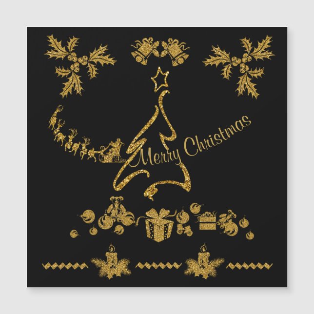 Purpurina de oro Feliz Navidad, Santa Claus (Anverso)