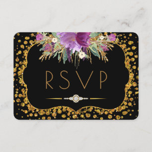 Purpurina de oro floral Confetti Black RSVP