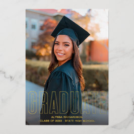 Purpurina de oro Foto sobre Invitación de graduado