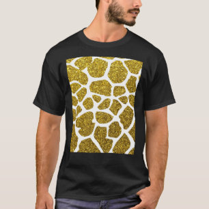 Purpurina de oro Giraffe Patrón de piel Camiseta g