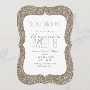 Purpurina de oro Glam Sweet 16 invitaciones de cum