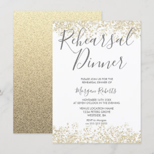 Purpurina de oro Invitación a la cena de ensayo mo
