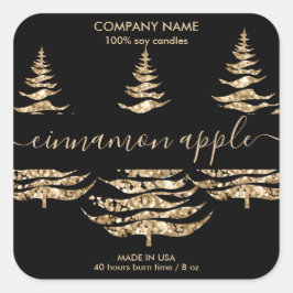 Purpurina de oro moderno etiqueta de velas de árbo