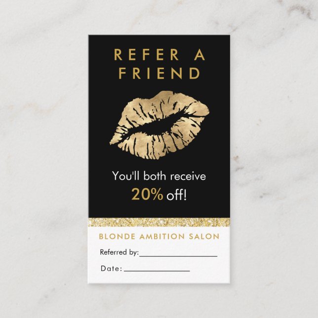Purpurina de oro moderno Lips Tarjeta de referenci (Anverso)