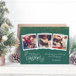 Purpurina de oro moderno Verde Feliz Navidad 3 fot