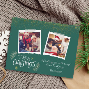 Purpurina de oro moderno verde Feliz Navidad foto