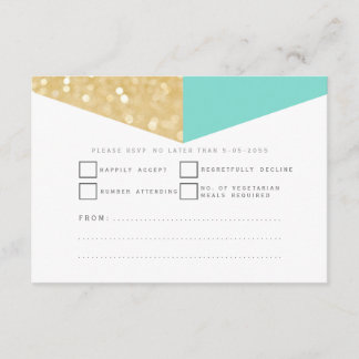 Purpurina de oro moderno y tarjetas RSVP de boda V