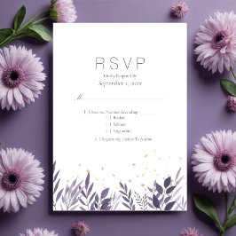 Purpurina de oro morado Boda de RSVP botánico