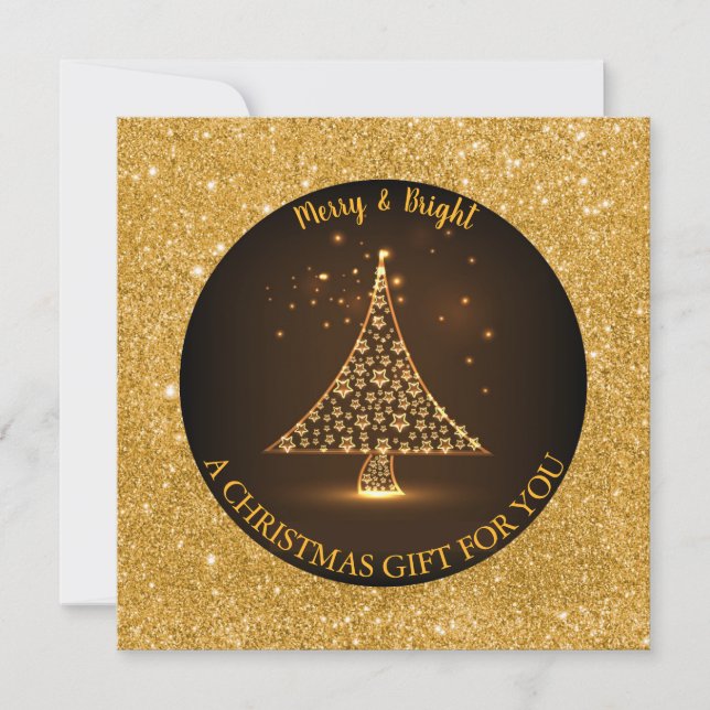 Purpurina de oro Navidad árbol de Navidad elegante (Anverso)