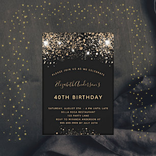 Purpurina de oro negro de cumpleaños brillo