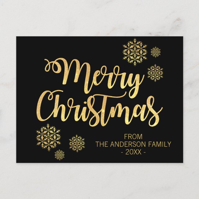 Purpurina de oro negro de Feliz Navidad Personaliz (Anverso)