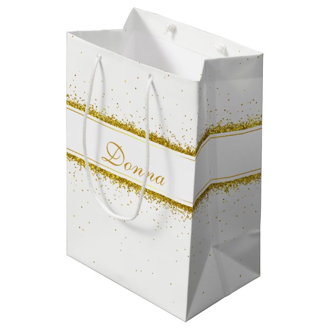 Purpurina de oro Nombre de confetti - Bolsa de reg (Angulo Anverso)