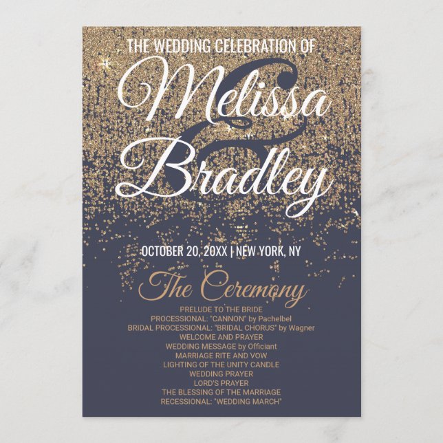 Purpurina de oro paraliza programas de boda azul d (Anverso)