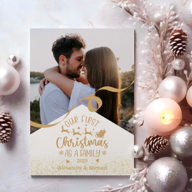 Purpurina de oro Primera Navidad como foto familia (Subido por el creador)