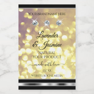 Purpurina de oro púrpura etiquetas de producto Dia