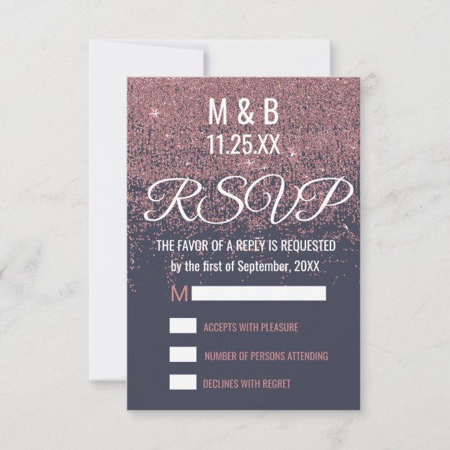 Purpurina de oro Rosa resquebraja marina azul RSVP (Anverso)