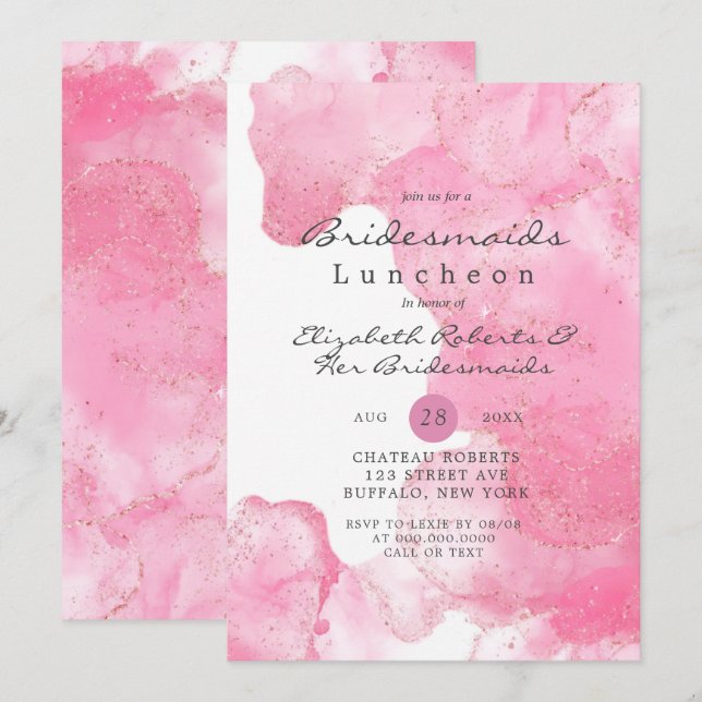 Purpurina de oro rosa Smoke Bridesmaids Luncheon (Anverso / Reverso)
