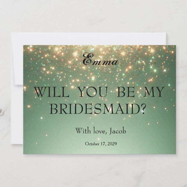 Purpurina de Oro Serás Mi Invitación De La Novia (Anverso)