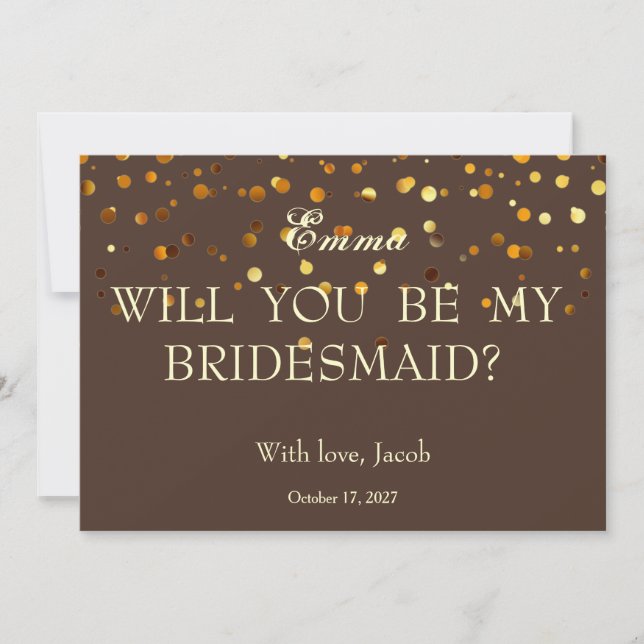 Purpurina de Oro Serás Mi Invitación De La Novia (Anverso)