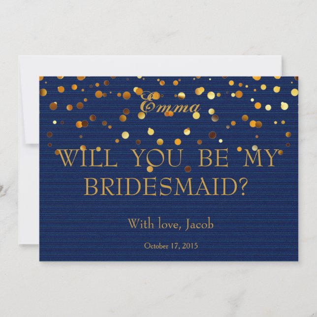 Purpurina de Oro Serás Mi Invitación De La Novia (Anverso)