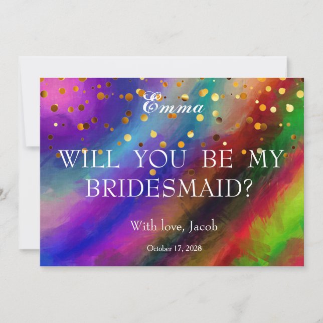Purpurina de Oro Serás Mi Invitación De La Novia (Anverso)