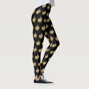 Purpurina de oro Silhouette Bunny Rabbit Leggings