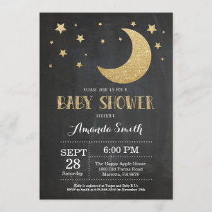 Purpurina de oro sobre la invitación a Baby Shower
