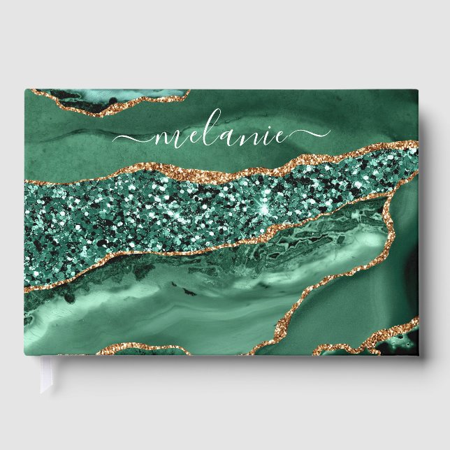 Purpurina de oro verde esmeralda - Libro de invita (Anverso)