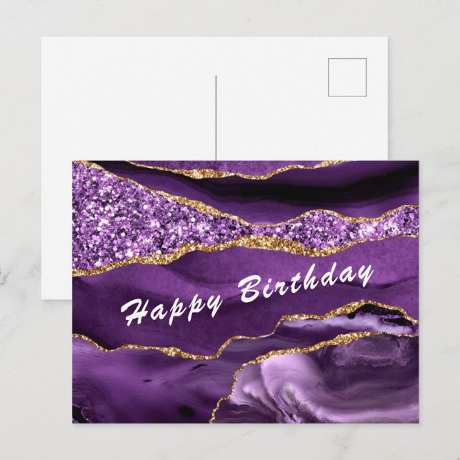 Purpurina de oro violeta púrpura de la tarjeta de  (Anverso / Reverso)