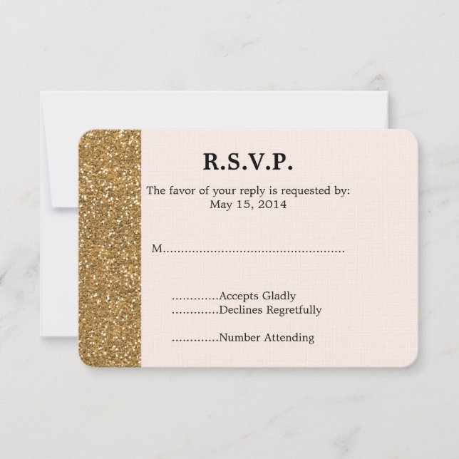 Purpurina de oro Wedding RSVP (Anverso)