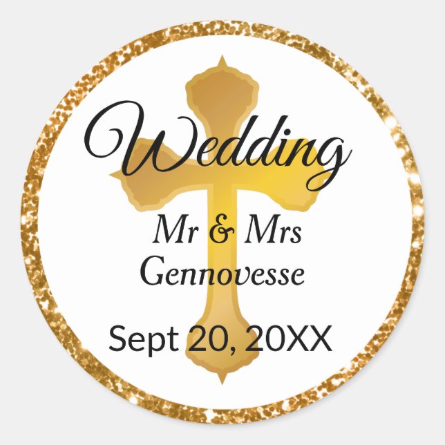 Purpurina de Pegatinas a favor de la boda de oro (Anverso)