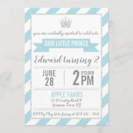 Purpurina de Plata Azul Príncipe Invitación de cum