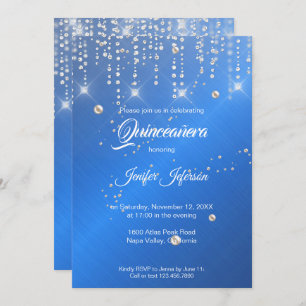 Purpurina de plata confeti Quinceanera Invitación