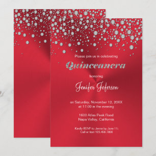 Purpurina de plata confeti Quinceanera Invitación