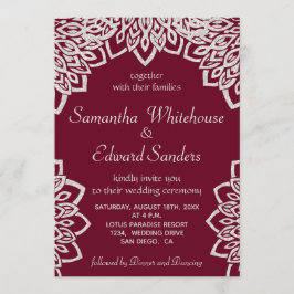 Purpurina de plata de Borgoña Elegante Invitación 