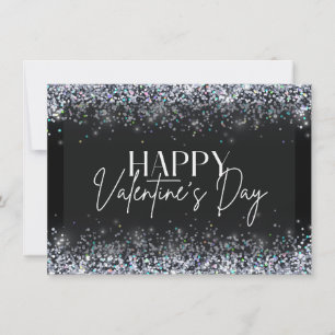 Purpurina de plata feliz tarjeta de San Valentín