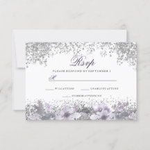 Purpurina de Plata Floral Boda Púrpura RSVP