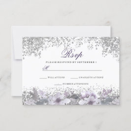 Purpurina de Plata Floral Boda Púrpura RSVP