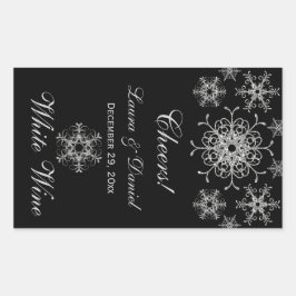 Purpurina de plata negra Copos de nieve Pegatina d