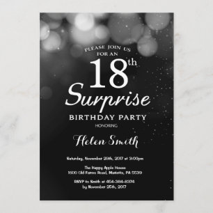 Purpurina de Plata Sorpresa Invitación a los 18 Añ