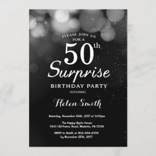 Purpurina de Plata Sorpresa Invitación a los 50 Añ