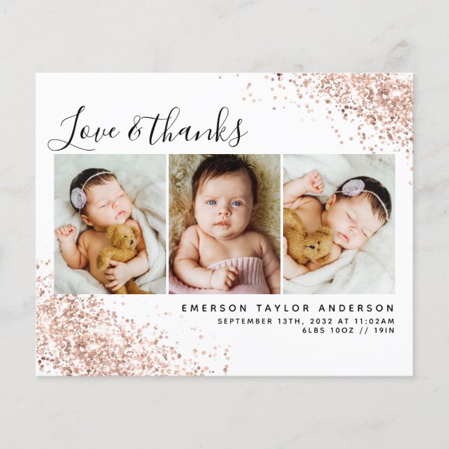 Purpurina de presupuesto Foto Tarjeta de agradecim (Anverso)