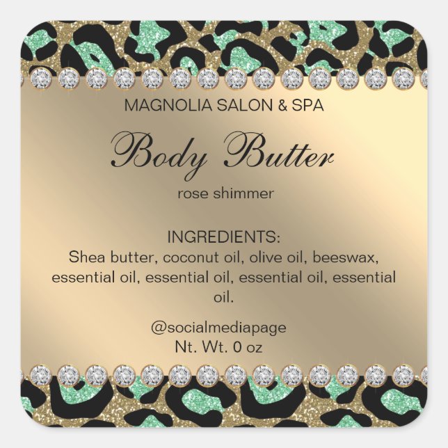 Purpurina de Salon Leopard Mint Pegatina de la Pla (Anverso)