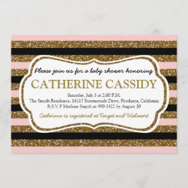 Purpurina del oro, invitación de Baby Shower del