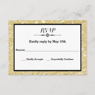 Purpurina del oro y tarjeta negra de la respuesta