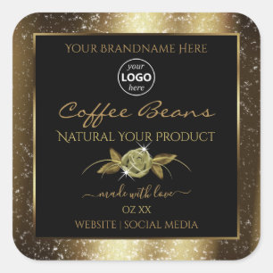 Purpurina Dorado de lujo Etiqueta de producto negr