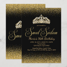 Purpurina dorado, dulces 16 invitaciones