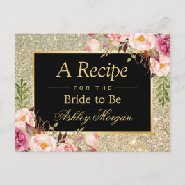 Purpurina dorado Floral | Tarjeta de receta de duc